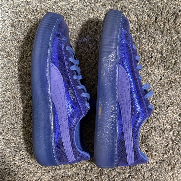 Puma Shimmering Baja Blue basket platform Sneakers size 9 - Picture 4 of 8